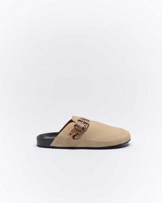 Image of Sandals. Productname: Walnut Melbourne Princeton Mule in Beige Snake colour by brand - Walnut Melbourne