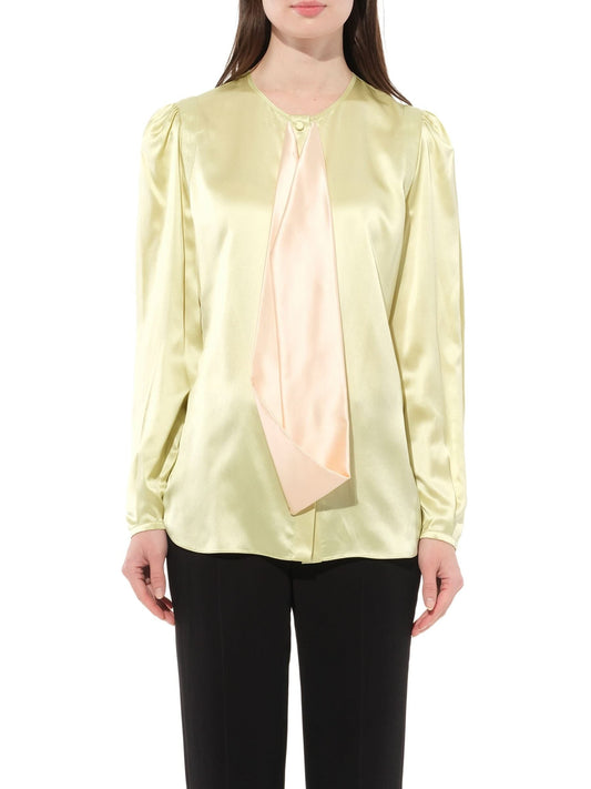 Image of a model wearing Tops. Productname: GIVENCHY Podium Long Sleeve Shirt in Green colour by brand - GIVENCHY