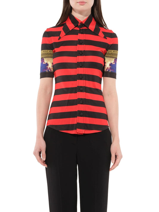 Image of a model wearing Shorts. Productname: GIVENCHY Podium Short Sleeve Top in Black colour by brand - GIVENCHY