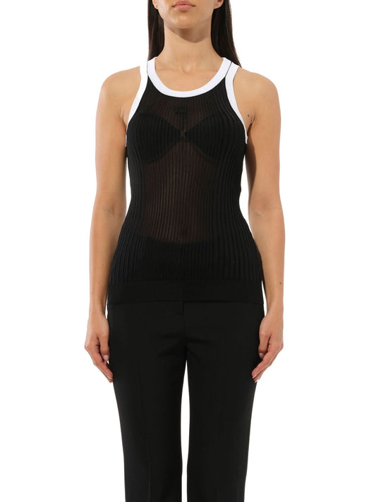 Image of a model wearing Tops. Productname: GIVENCHY Podium Sleeveless Tops in BLACK colour by brand - GIVENCHY