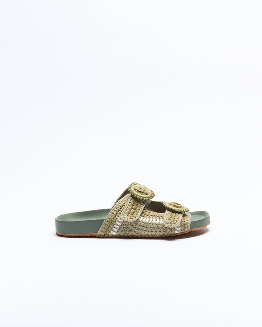 Image of Slippers. Productname: Walnut Melbourne Poet Slide in Sage Multi colour by brand - Walnut Melbourne