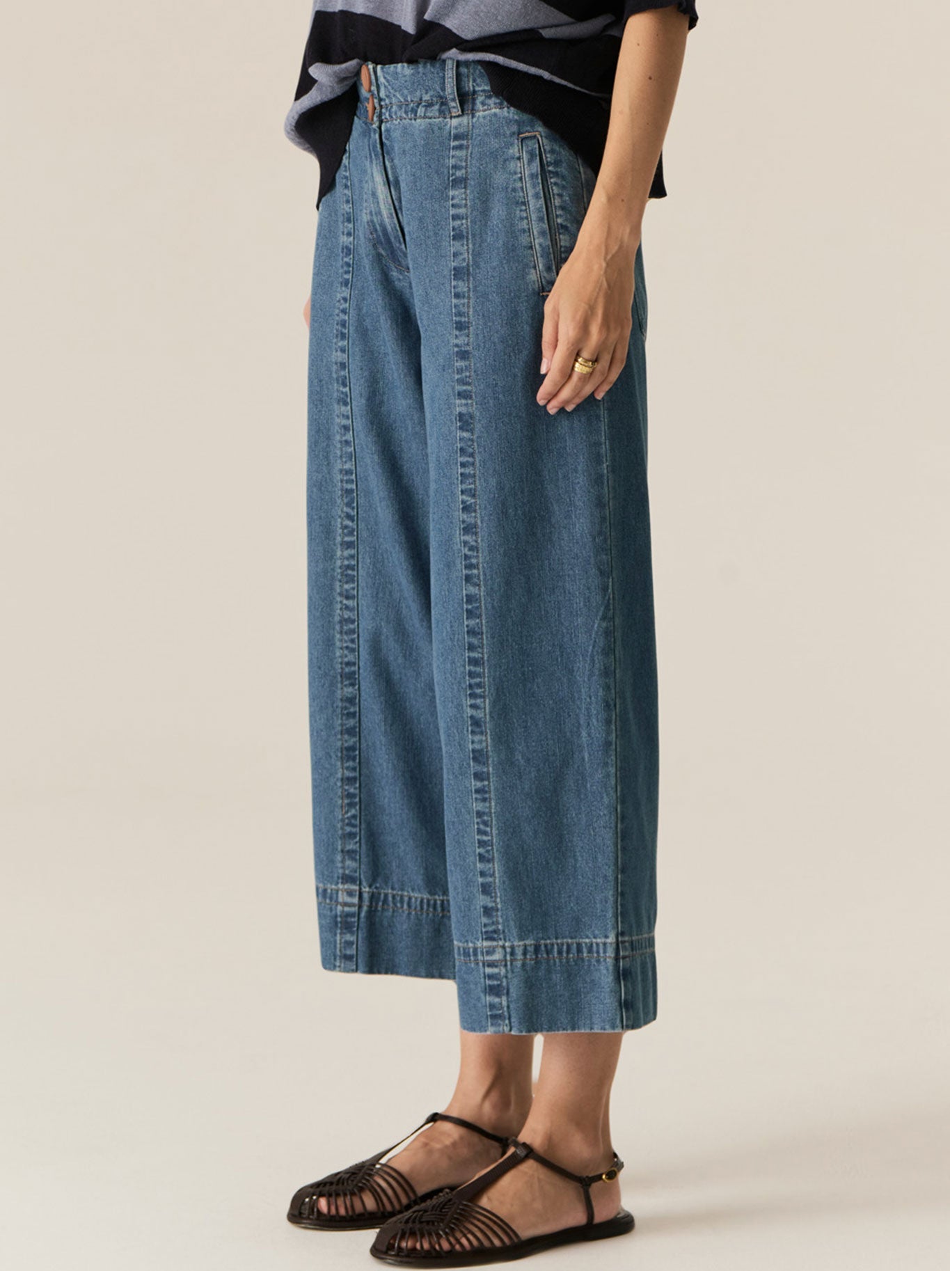 Pol Carsen Crop Denim Pant (Dark Wash)