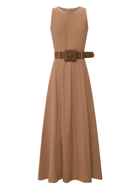 POL ODETTE BELTED DRESS (Chocolate)