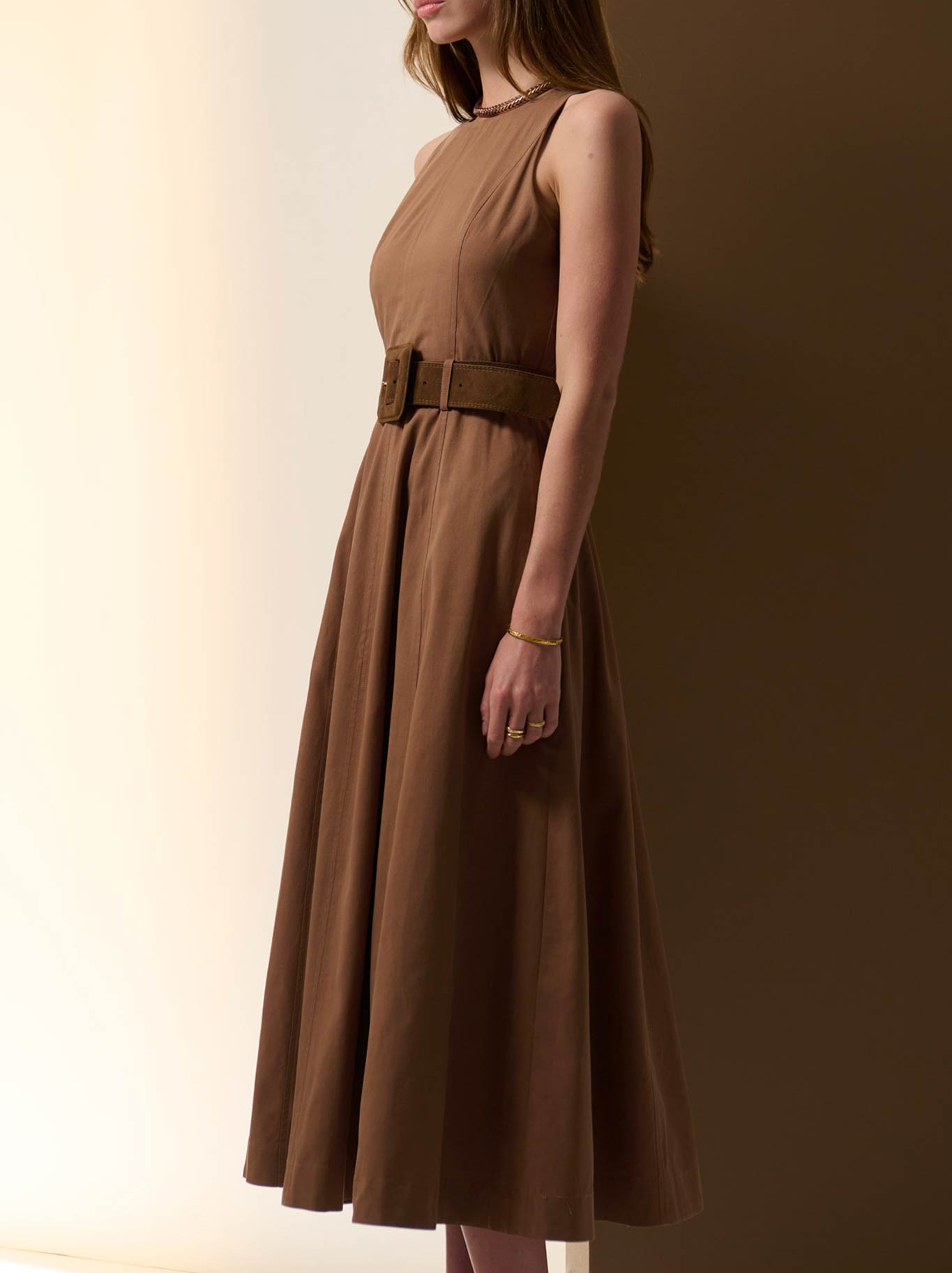 POL ODETTE BELTED DRESS (Chocolate)