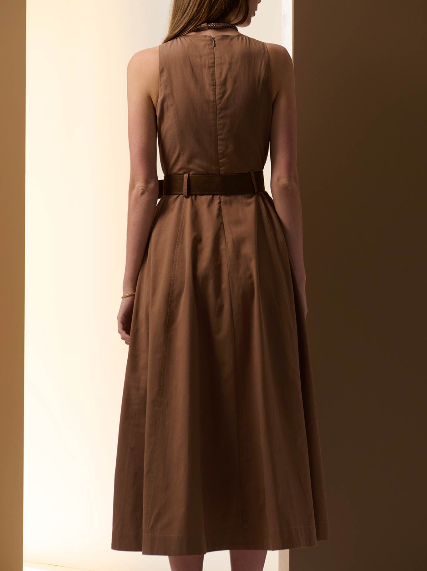 POL ODETTE BELTED DRESS (Chocolate)