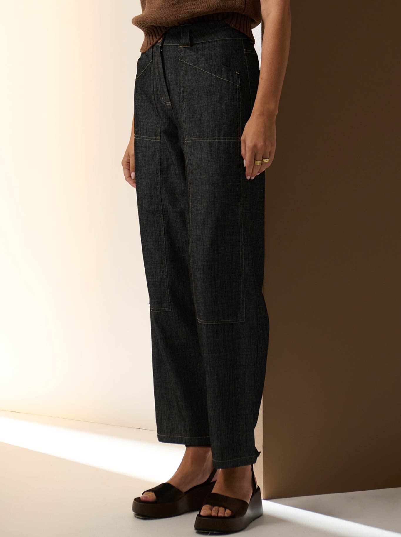 POL MUHLE DENIM BARREL PANT (Black)