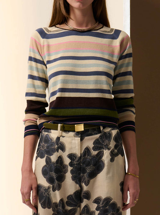 Image of a model wearing Tops. Productname: POL SELA MULTI KNIT in Multi colour by brand - Pol