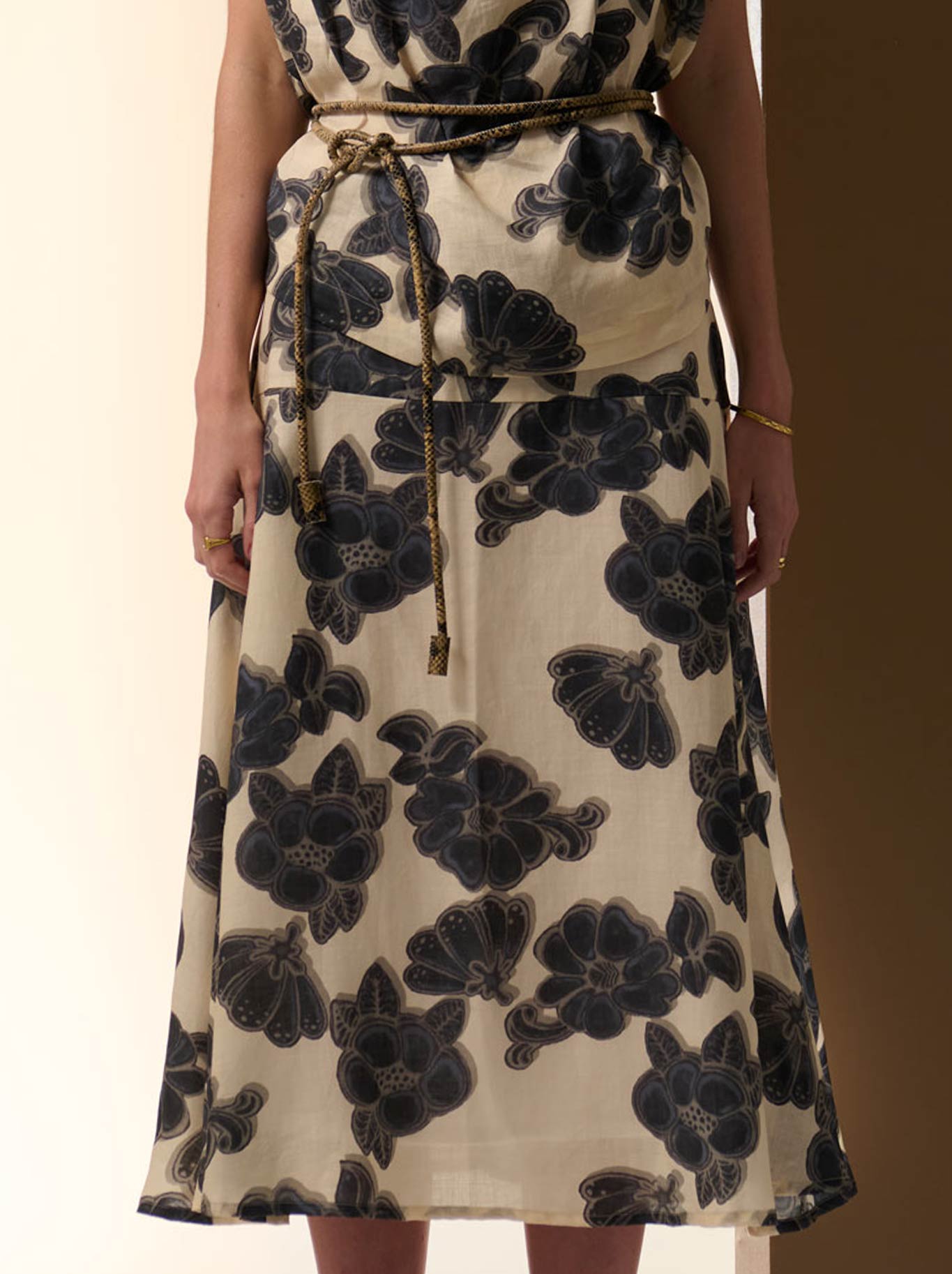 Image of a model wearing Skirts. Productname: POL AMARA SKIRT in Print colour by brand - Pol