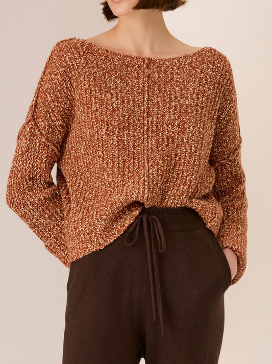 Image of a model wearing Outerwear. Productname: Pol Aspen Bobble Knit in Toffee colour by brand - Pol