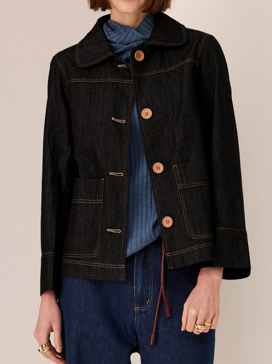 Image of Coats & Jackets. Productname: Pol Andie Denim Jacket in Black Wash colour by brand - Pol