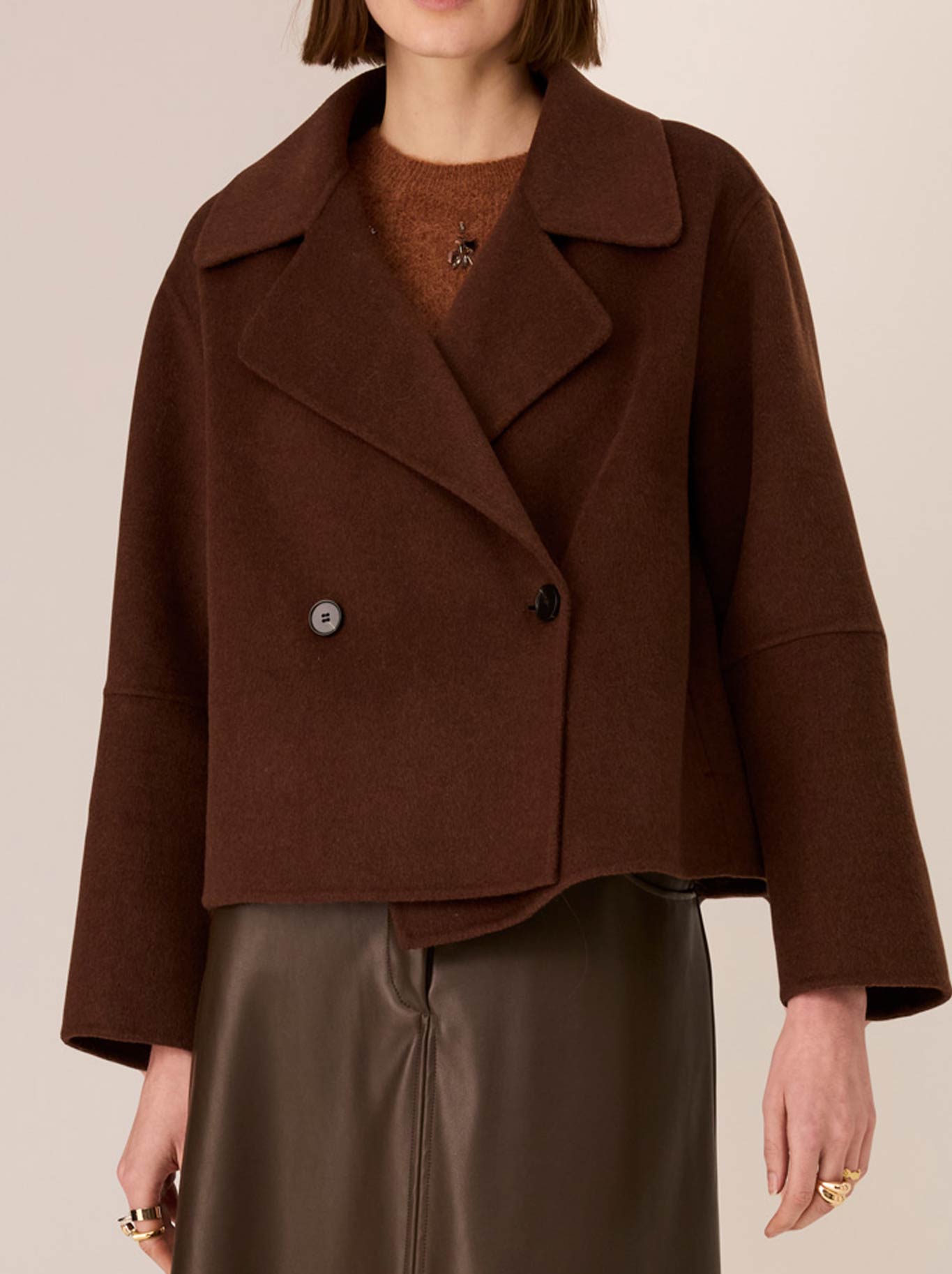 Image of Coats & Jackets. Product name - Pol Cohen Cropped Wool Coat in Camel colour by brand - Pol