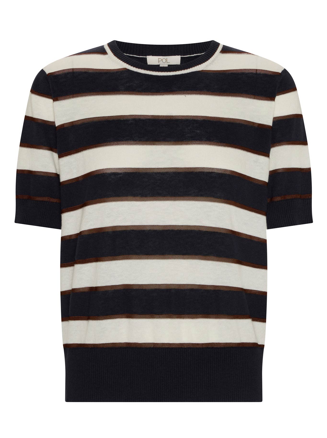 Pol Darcy Stripe Knit Tee (Ink/White/Choc)