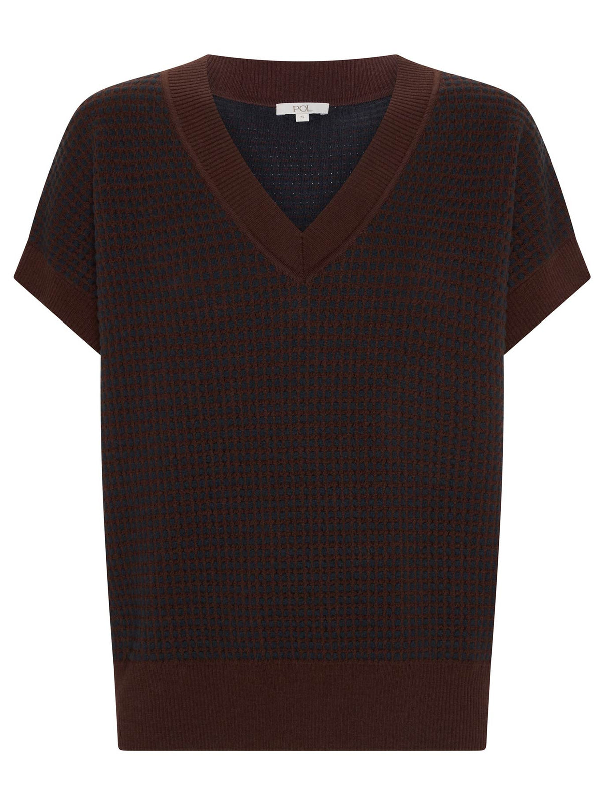 POL EVLYN KNIT TOP (Chocolate/Ink)