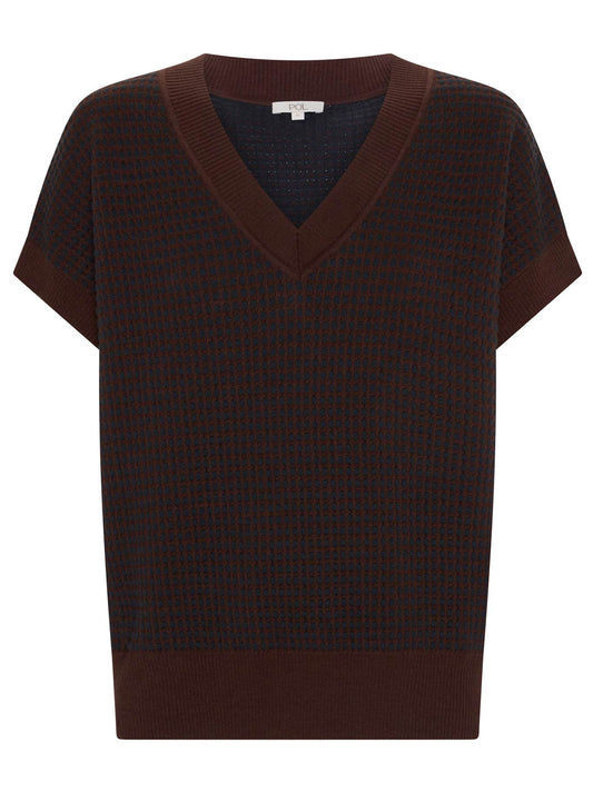 POL EVLYN KNIT TOP (Chocolate/Ink)