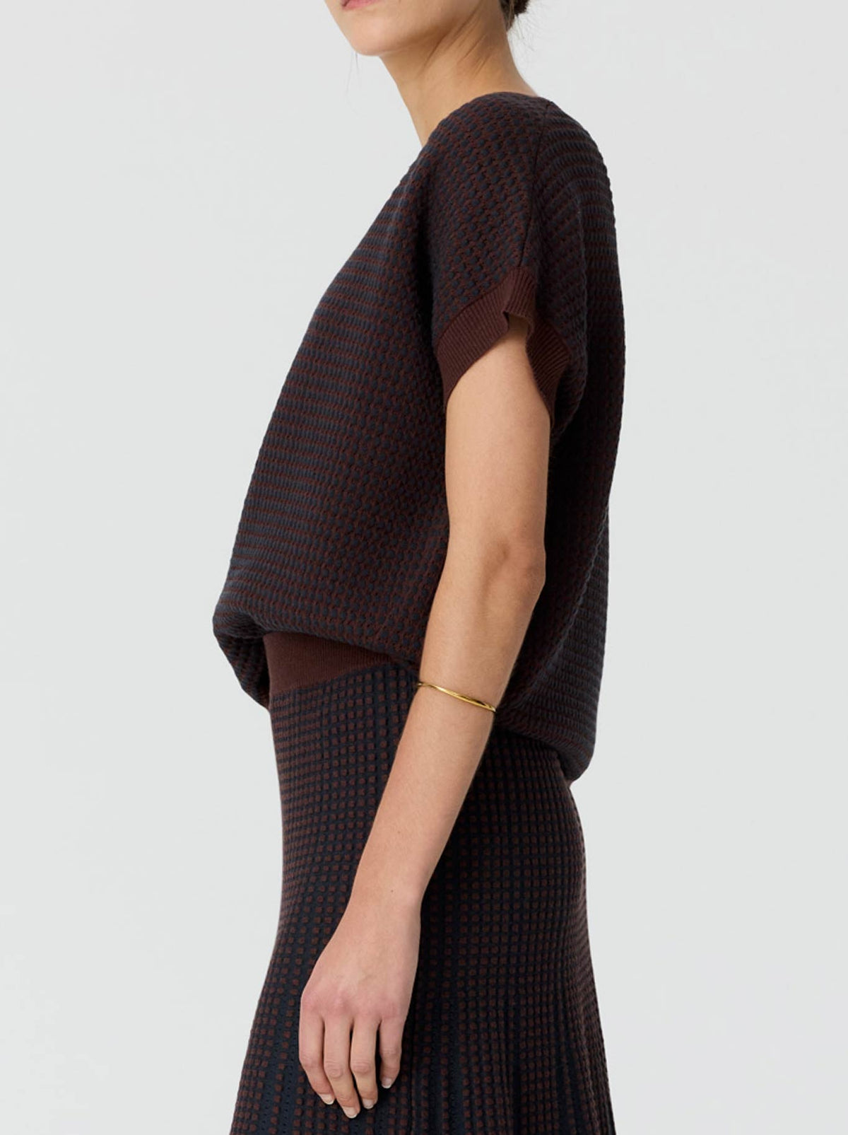 POL EVLYN KNIT TOP (Chocolate/Ink)