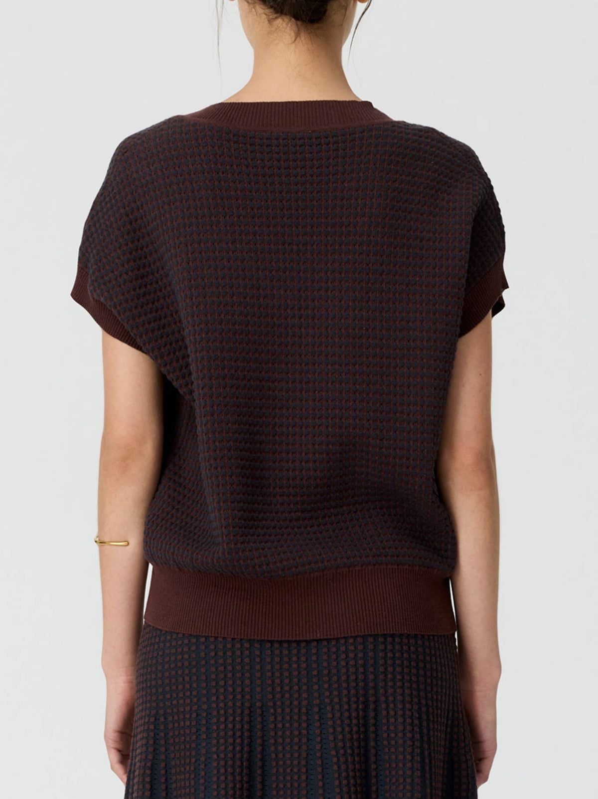 POL EVLYN KNIT TOP (Chocolate/Ink)