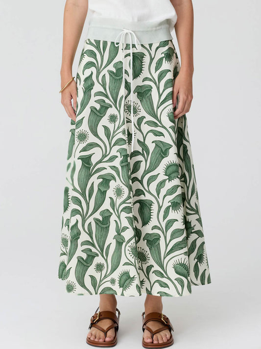 Image of a model wearing Skirts. Product name - Pol Botanica Skirt in Botanica colour by brand - Pol