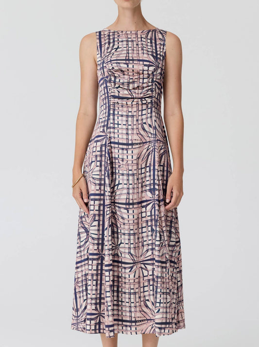 Image of Dresses. Product name - POL LATTICE GATHERED DRESS in Pink Check colour by brand - Pol