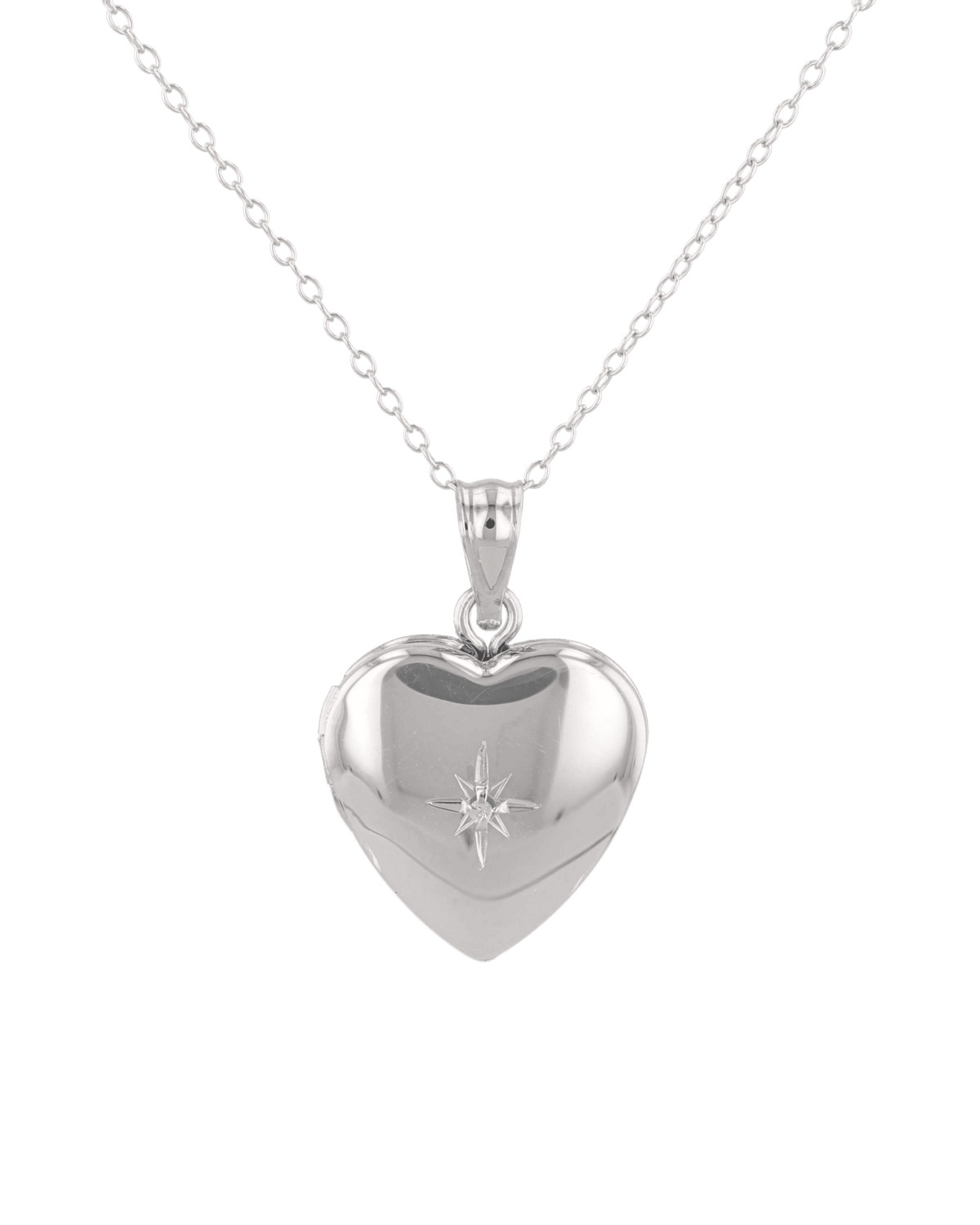 Image of Necklaces. Product name - Polaris Heart Diamond Locket Necklace Silver in colour by brand - LAVANA
