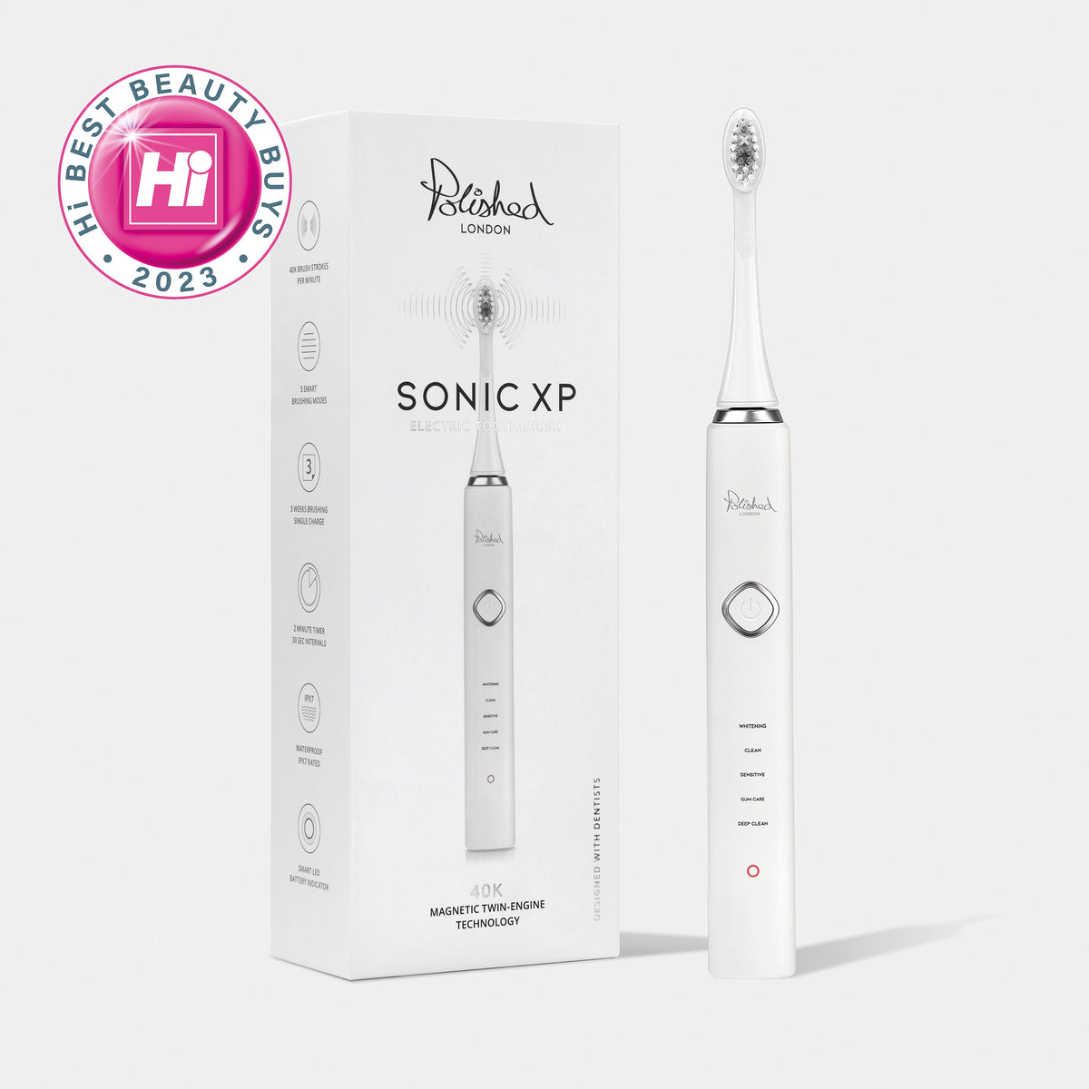 Image of Oral Care. Product name - Sonic Xp Toothbrush – White in colour by brand - Polished London