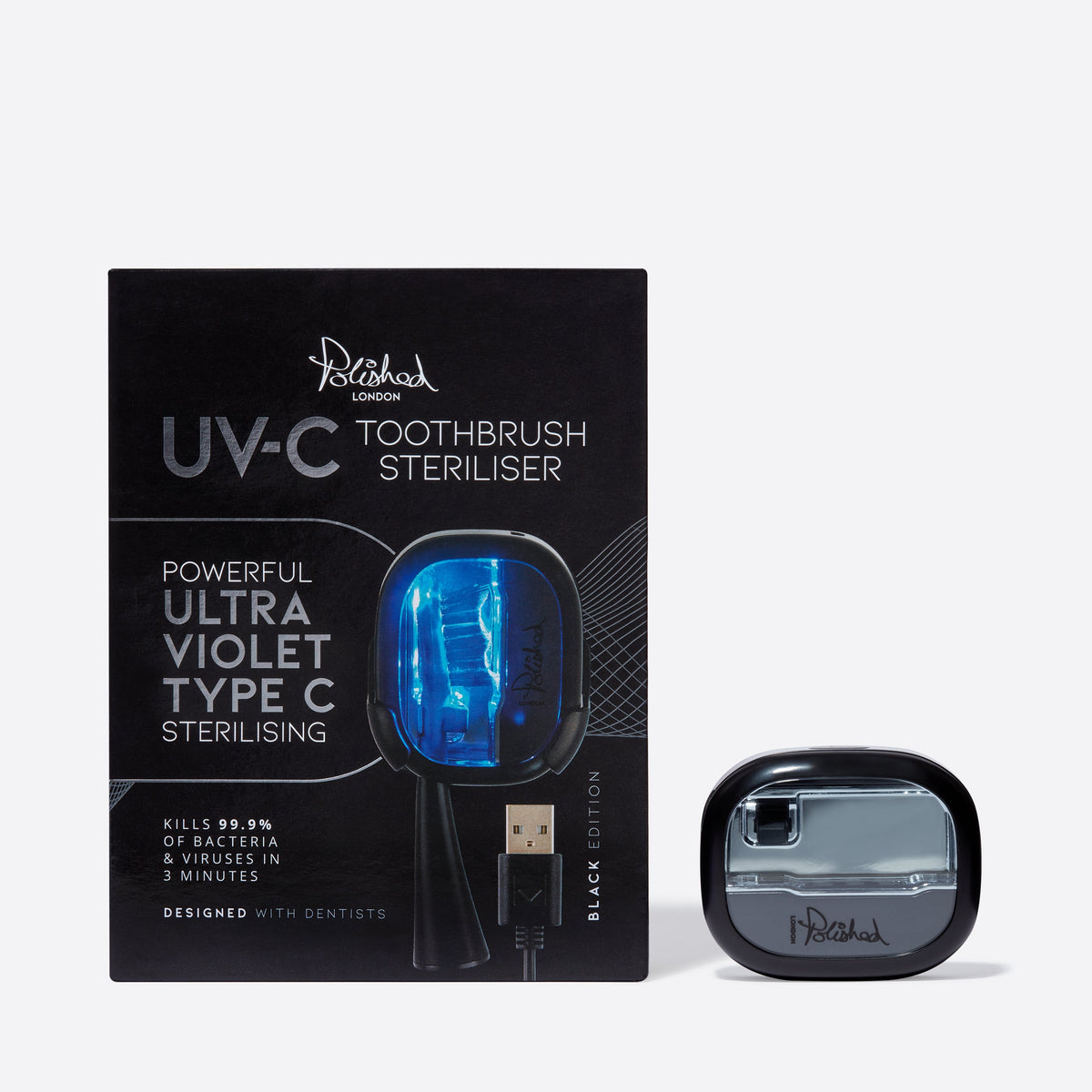 Image of Oral Care. Product name - UVC Steriliser Black in colour by brand - Polished London
