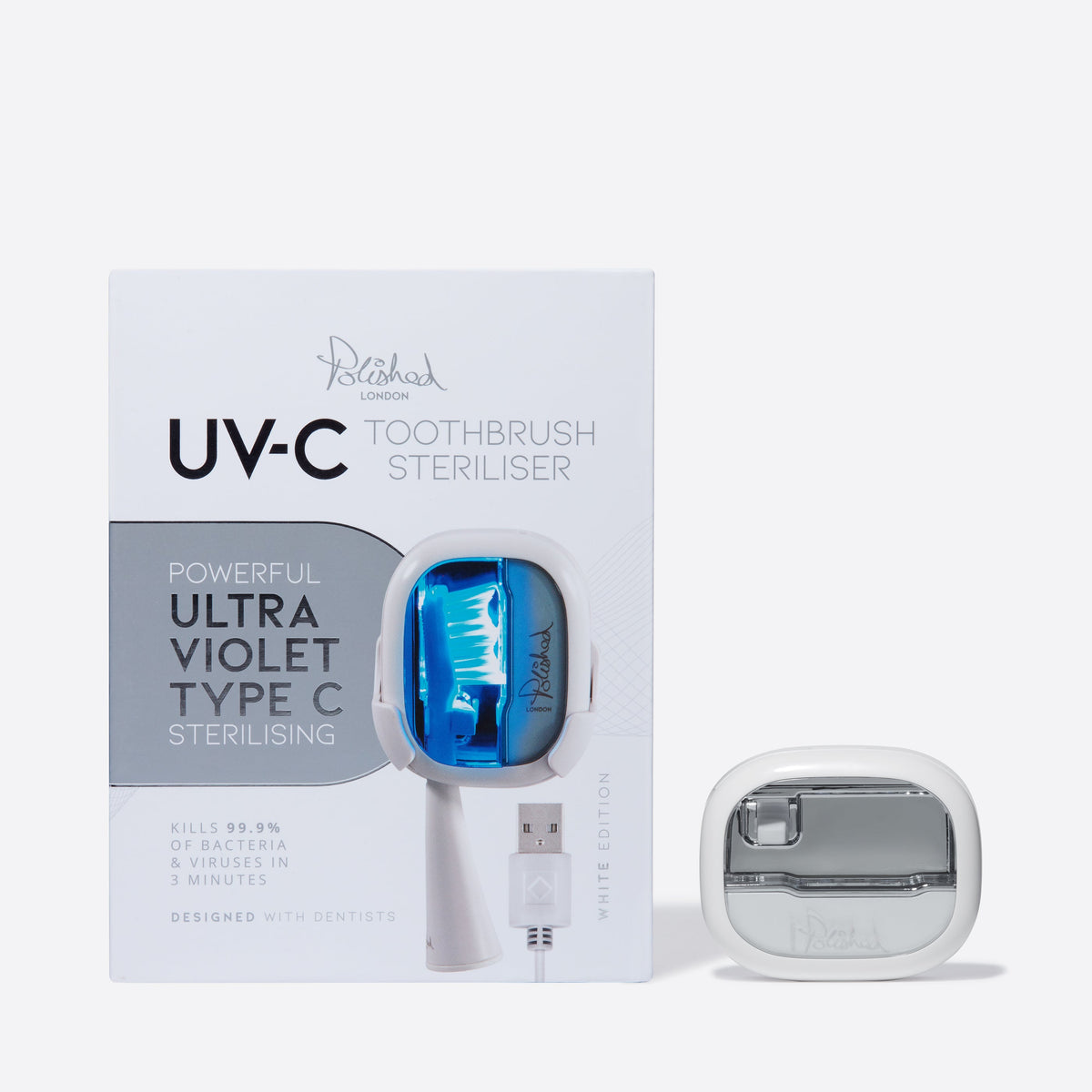 Image of Oral Care. Product name - UVC Steriliser White in colour by brand - Polished London