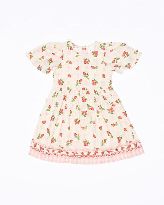 Image of Dresses. Productname: Walnut Melbourne Poppy Dress in Strawberries And Cream colour by brand - Walnut Melbourne
