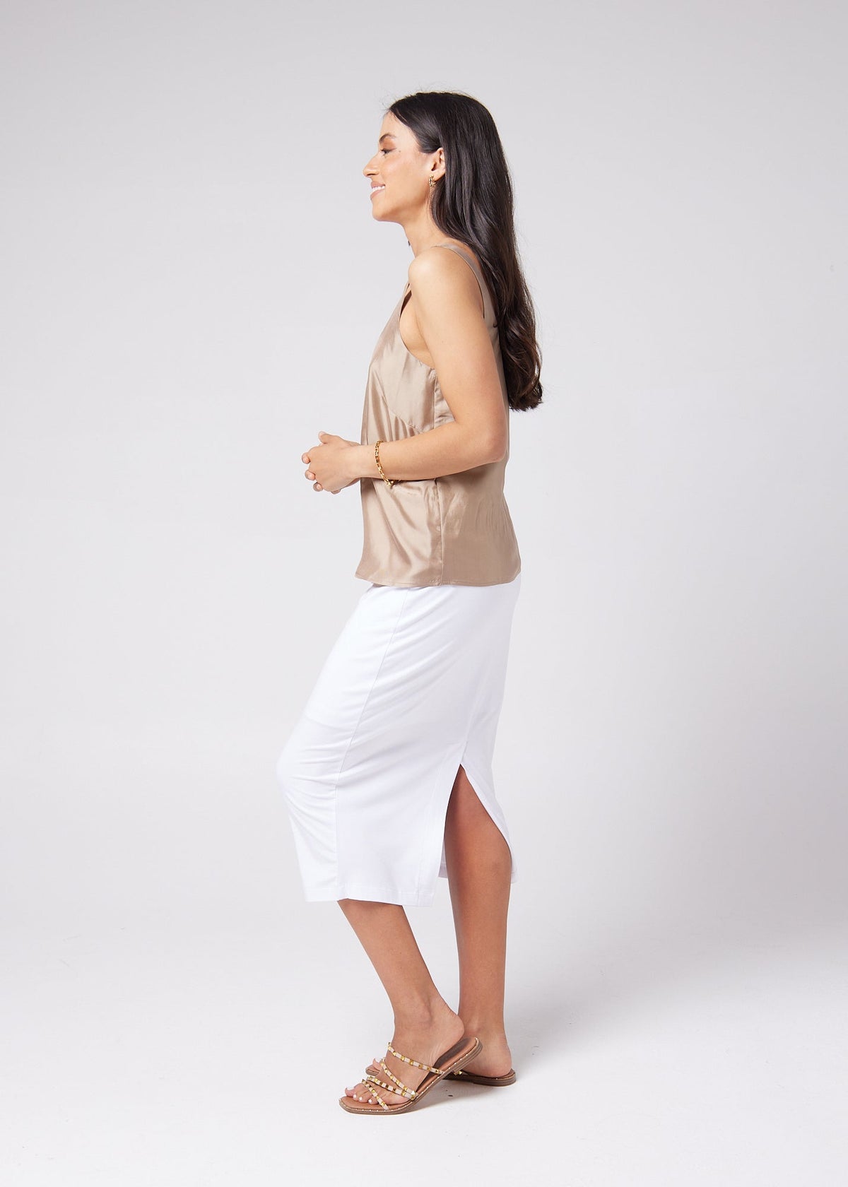 Lou Lou Poppy Silk Sleeveless Camisole (Bronze)