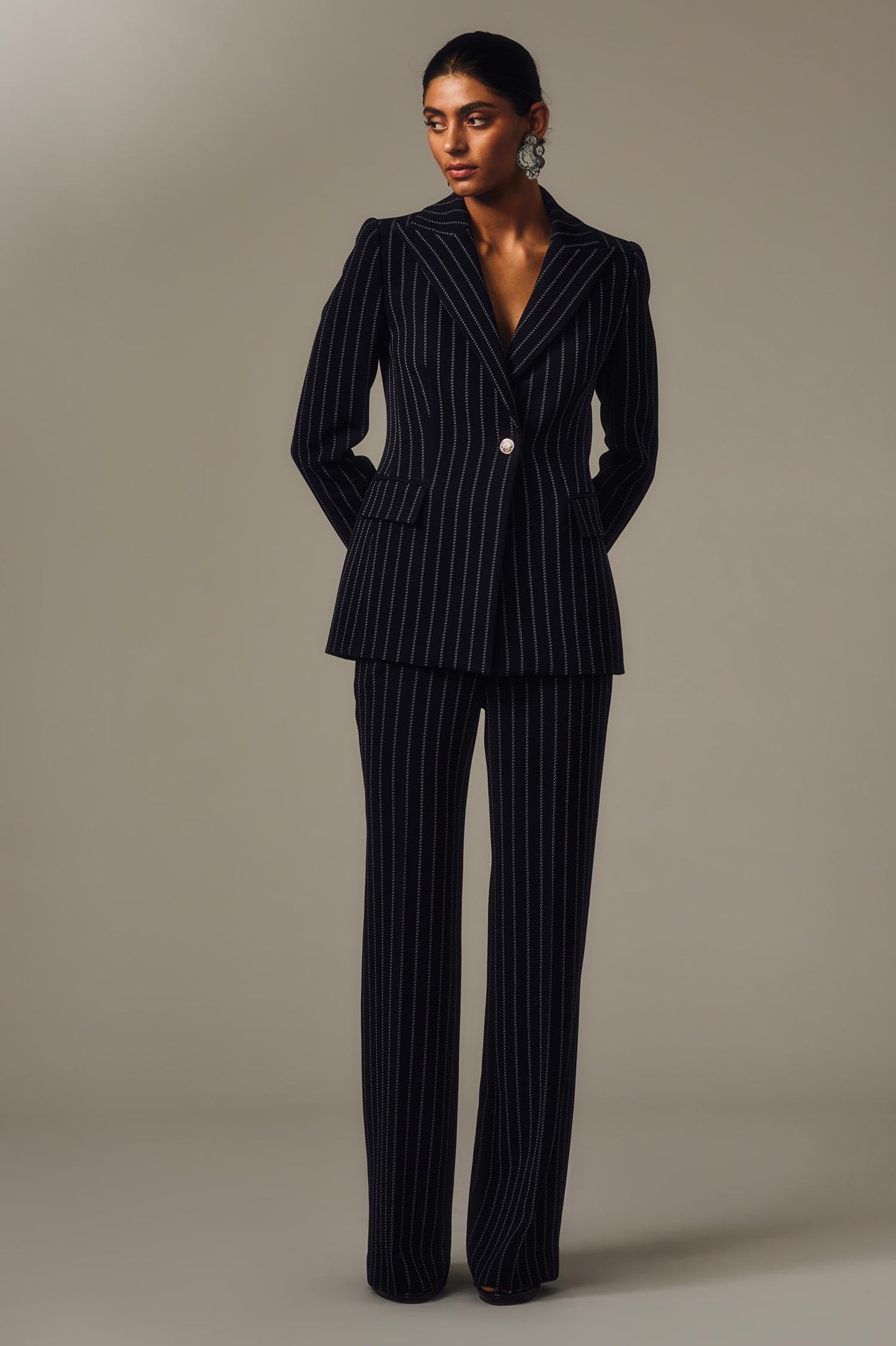 Carla Zampatti Pinstripe Wide Leg Pant (Navy)