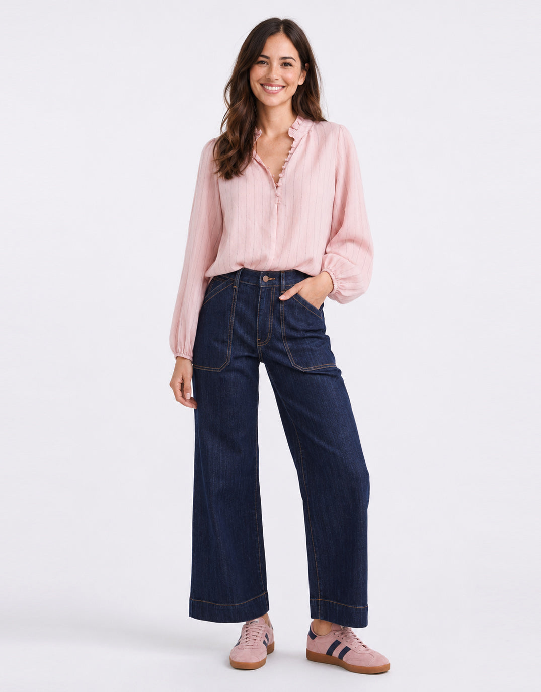 Ivy & Jack Premise Long Sleeve Top (Blush Stripe)