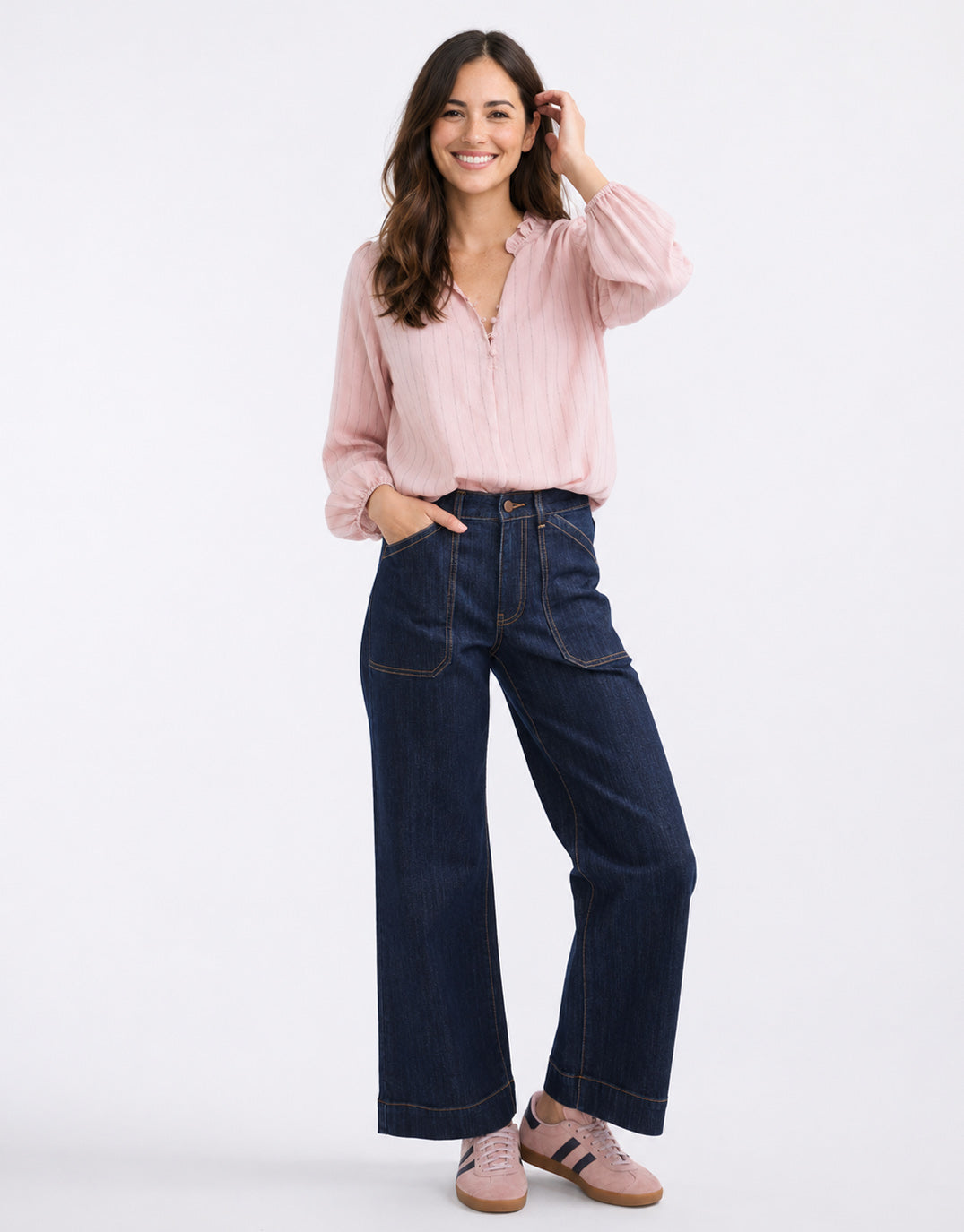 Ivy & Jack Premise Long Sleeve Top (Blush Stripe)