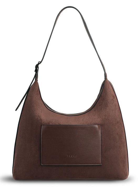 Image of Bags. Productname: Prene The Paige Faux Suede Bag in Chocolate Suede colour by brand - Prene Bags