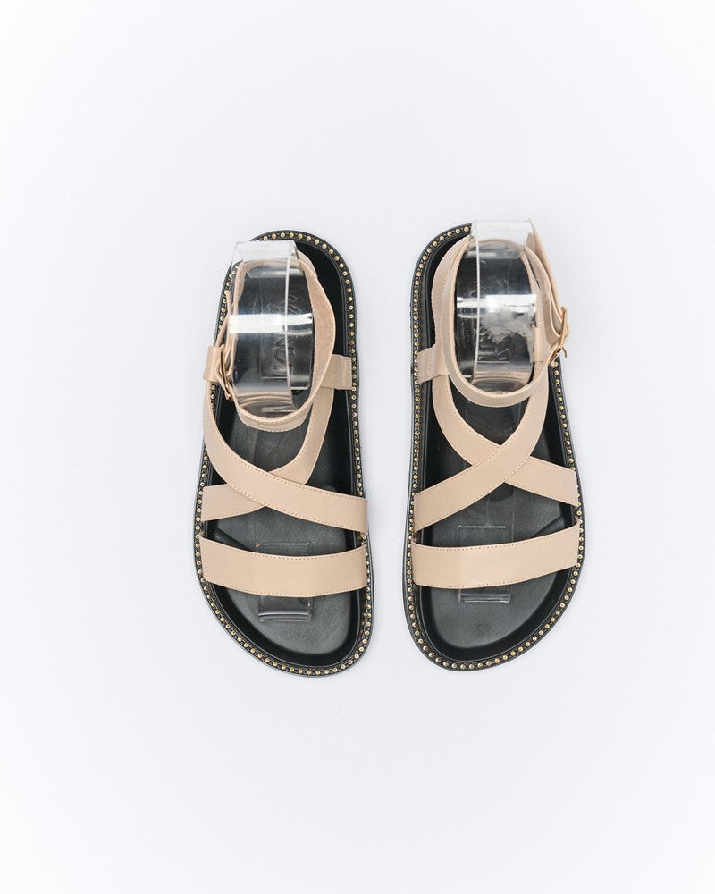 Walnut Melbourne Presly Leather Sandal (Oyster)