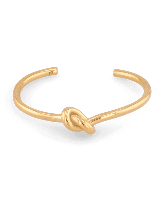 Image of Bracelets. Product name - Pretzel Knot Gold Cuff Bracelet in colour by brand - LAVANA