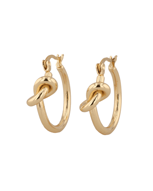 Image of Earrings. Product name - Pretzel Knot Gold Hoop Earrings in colour by brand - LAVANA