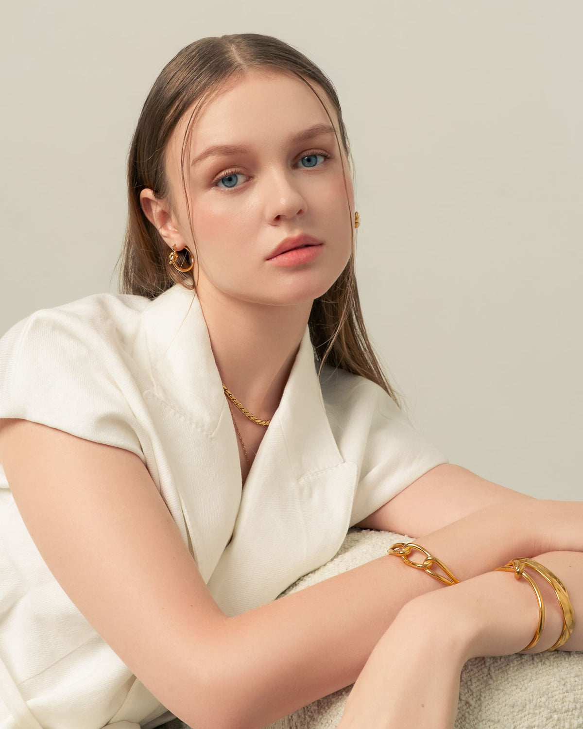 LAVANA Pretzel Knot Silver Hoop Earrings