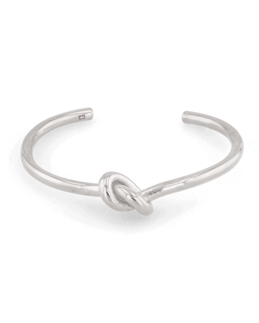 Image of Bracelets. Product name - Pretzel Knot Silver Cuff Bracelet in colour by brand - LAVANA