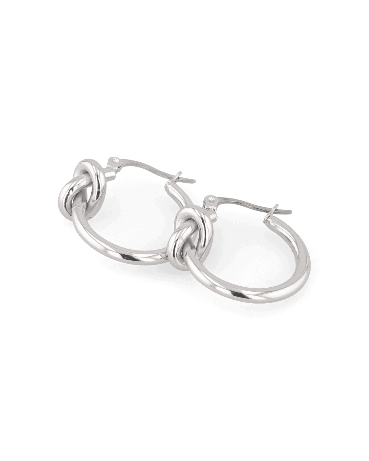LAVANA Pretzel Knot Silver Hoop Earrings