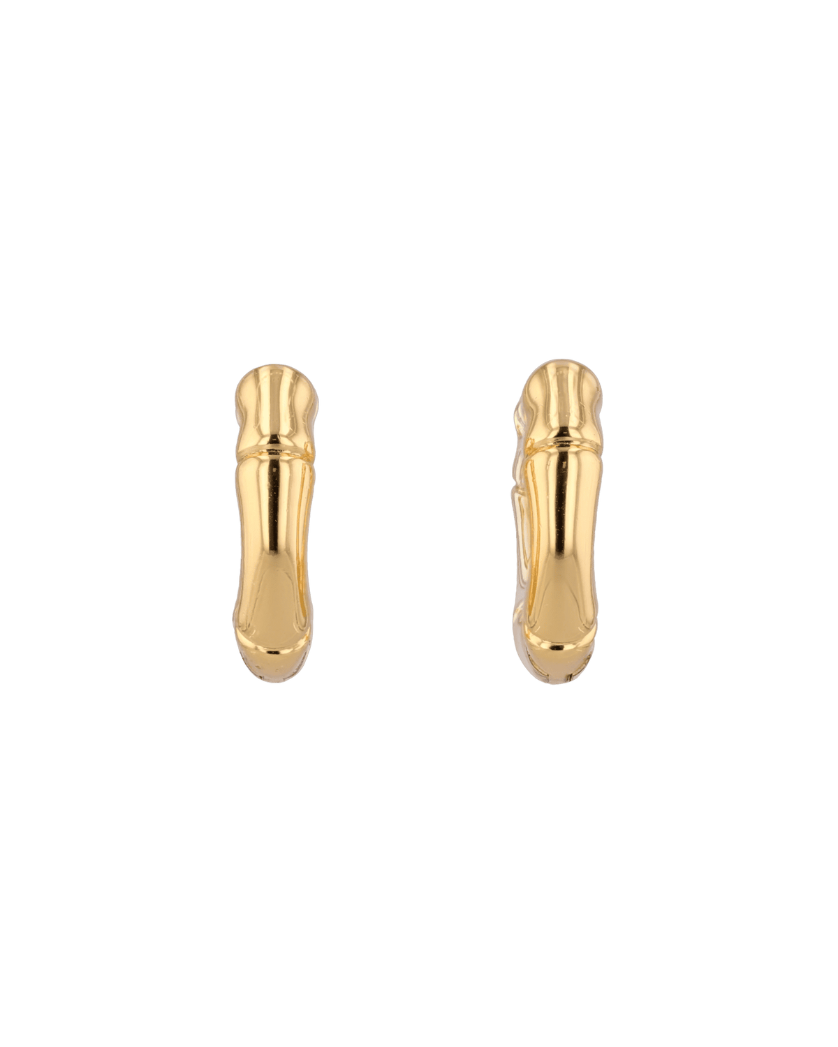 Image of Earrings. Product name - Prosperity Bamboo Gold Huggie Earrings in colour by brand - LAVANA