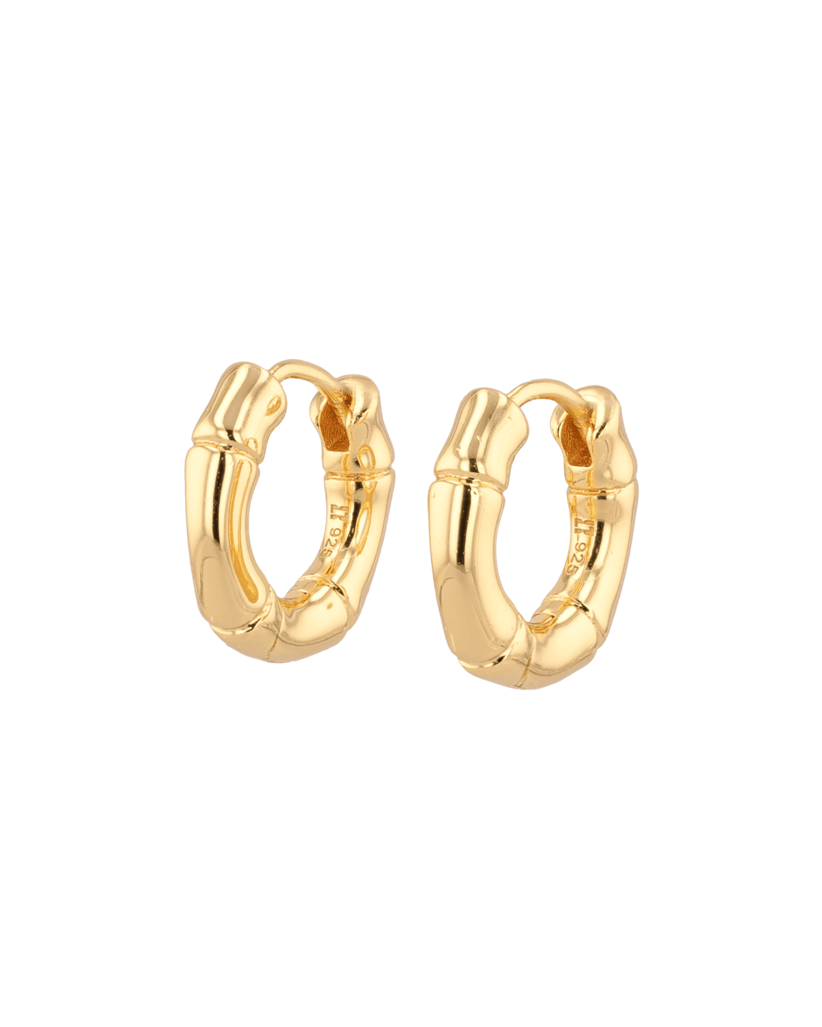 LAVANA Prosperity Bamboo Gold Huggie Earrings