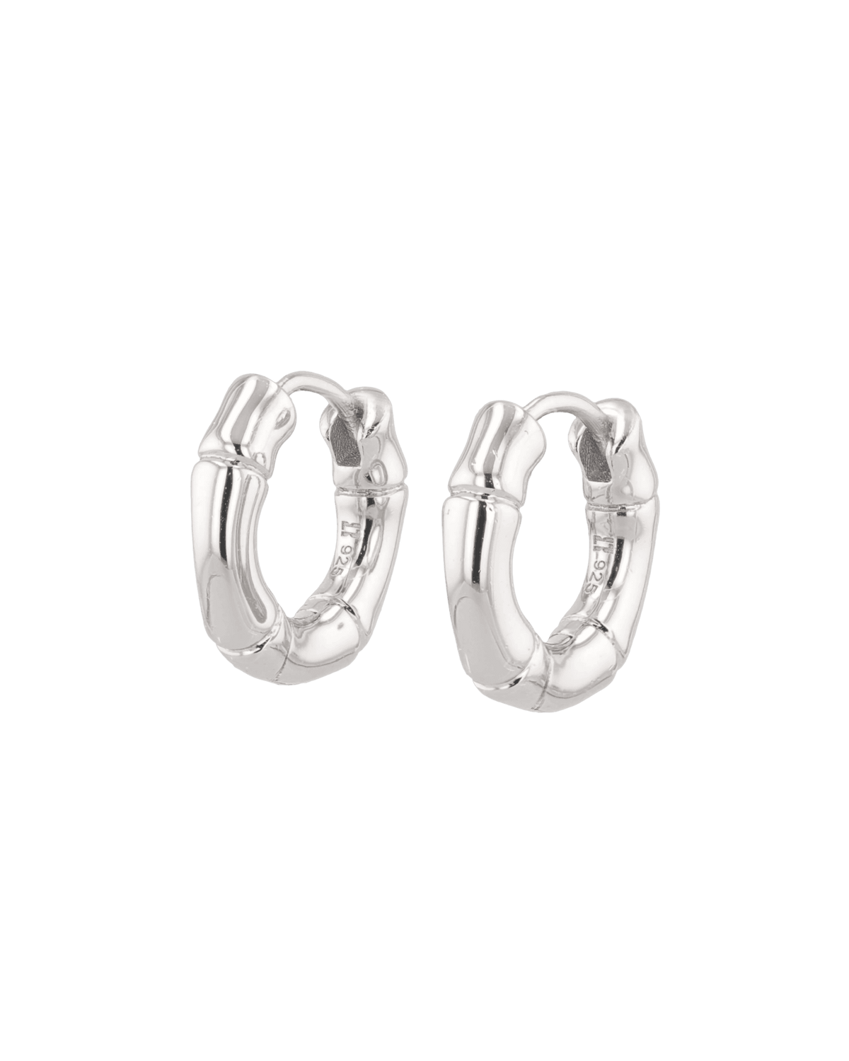 LAVANA Prosperity Bamboo Silver Huggie Earrings