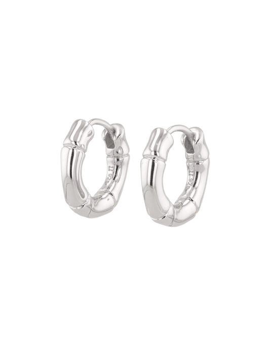 LAVANA Prosperity Bamboo Silver Huggie Earrings