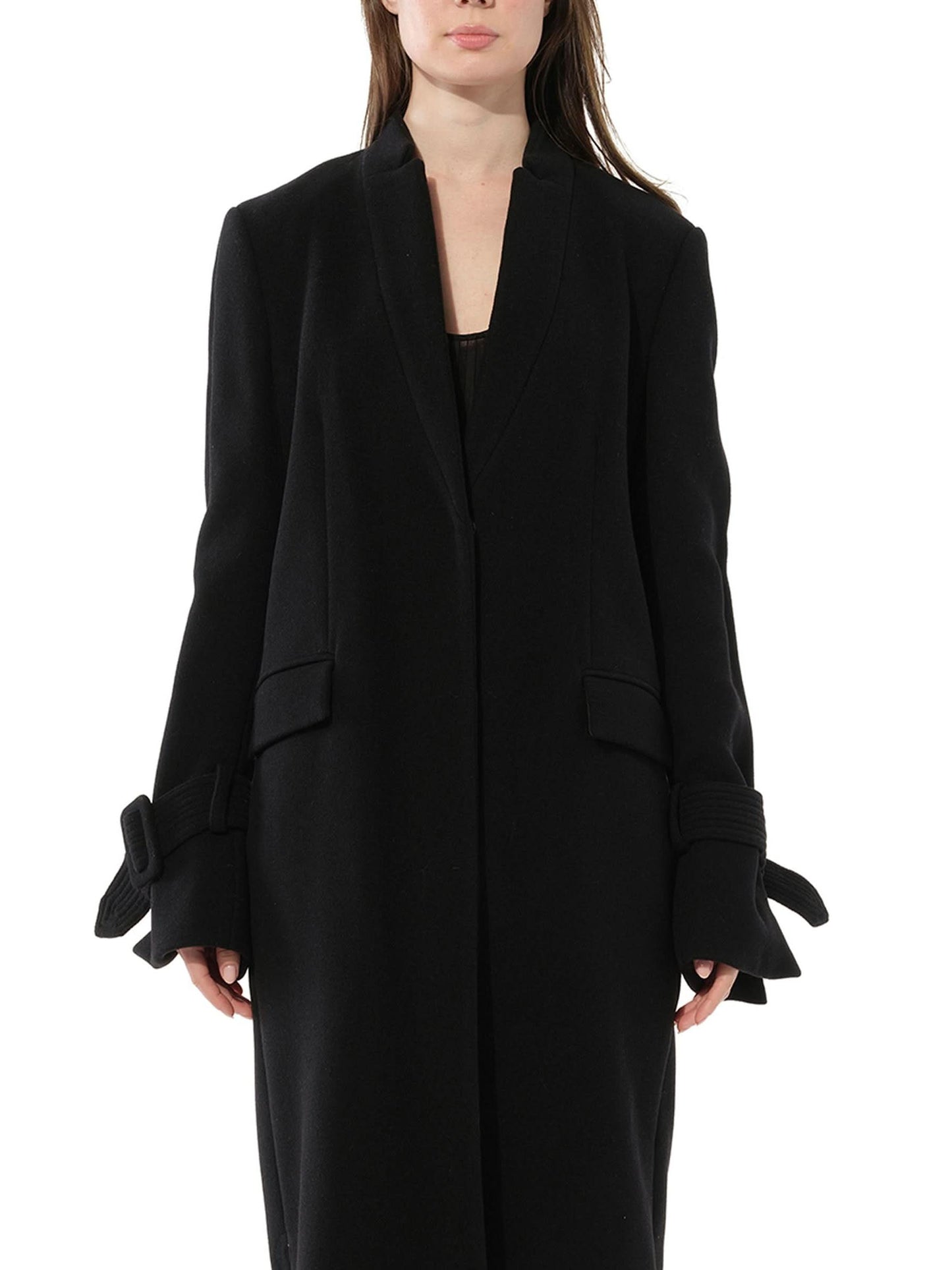 Image of a model wearing Outerwear. Productname: PUCCI Long Coat in Black colour by brand - PUCCI