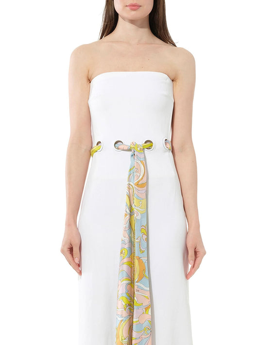 Image of a model wearing Dress. Productname: PUCCI Long Dress in White colour by brand - PUCCI