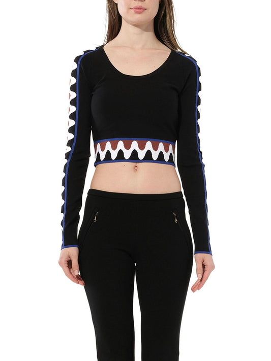 Image of a model wearing Outerwear. Product name - Pullover Sweater in Black colour by brand - PUCCI