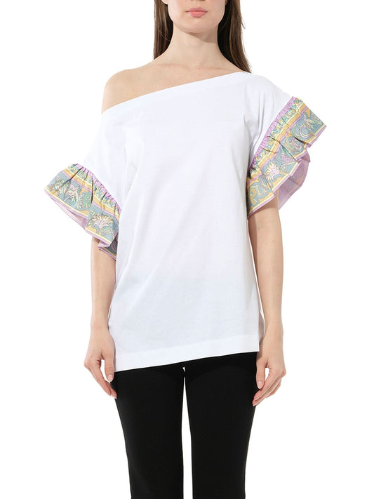 Image of a model wearing Shorts. Productname: PUCCI Short Sleeve Shirt in White colour by brand - PUCCI