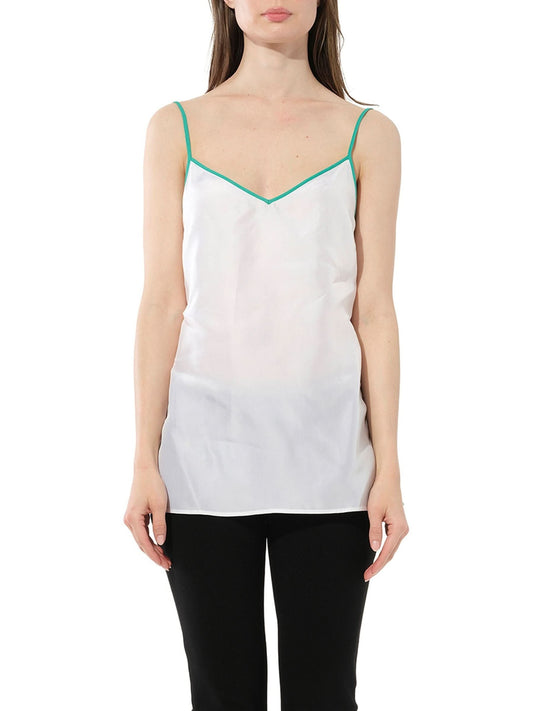 Image of a model wearing Tops. Productname: PUCCI Sleeveless Top in White colour by brand - PUCCI