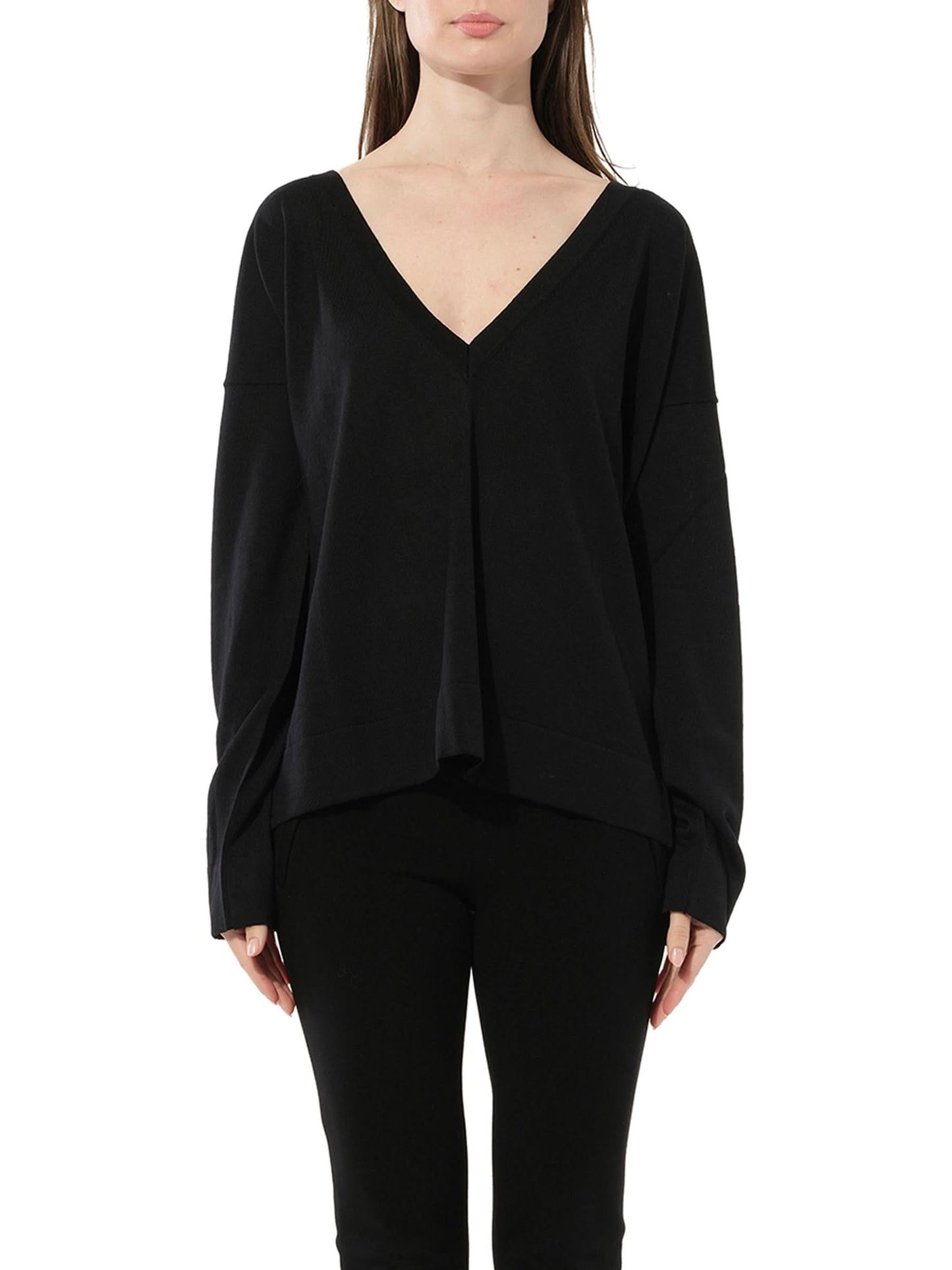 Image of a model wearing Outerwear. Productname: PUCCI V Neck Sweater in Black colour by brand - PUCCI