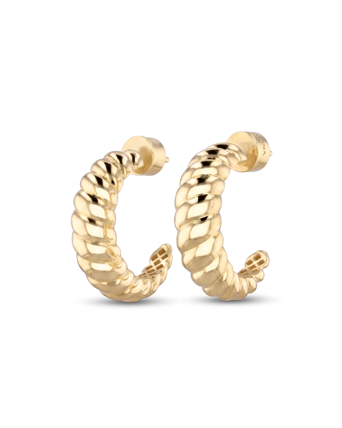 Image of Earrings. Product name - Puffy Croissant Gold Hoop Earrings in colour by brand - LAVANA