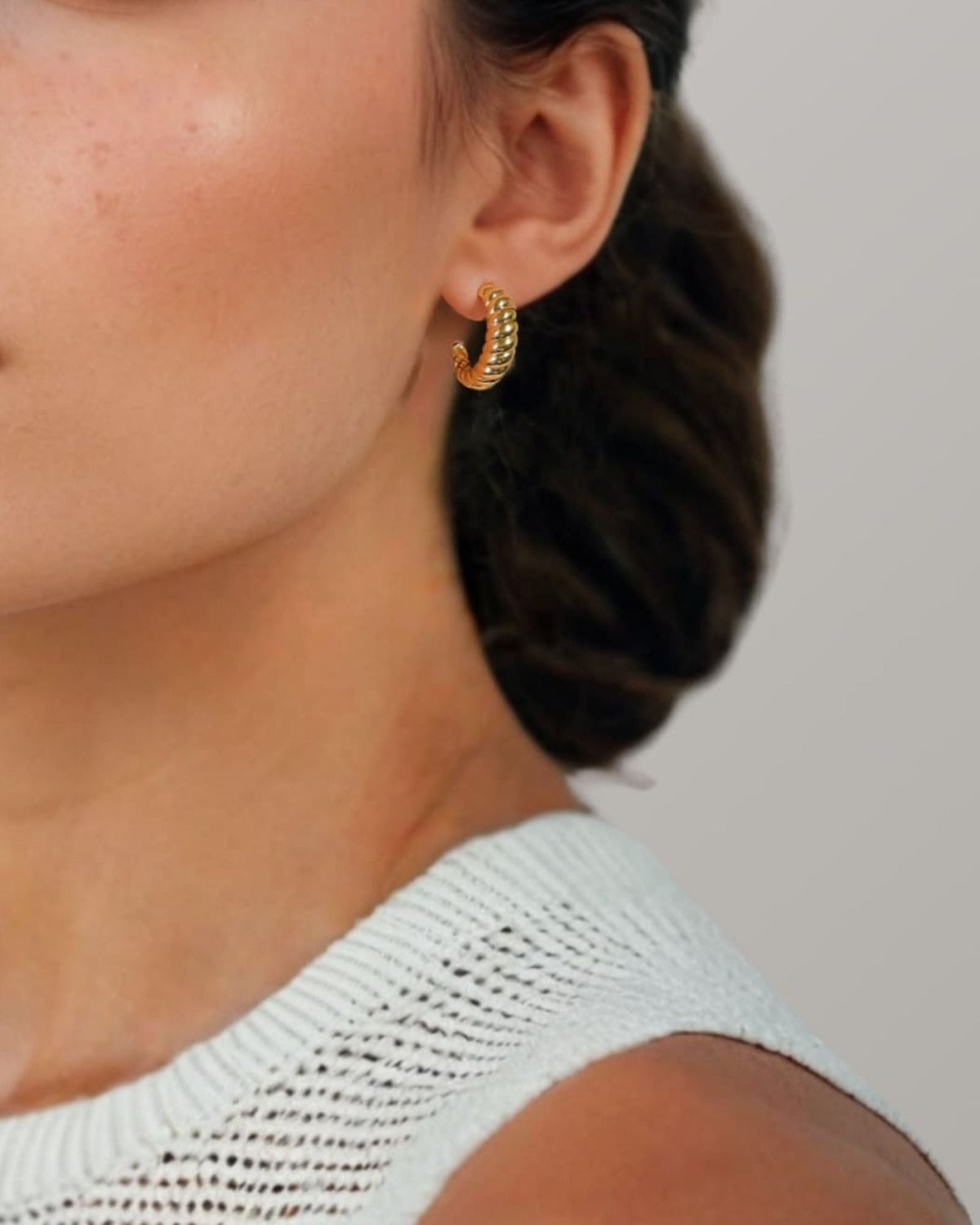 LAVANA Puffy Croissant Silver Hoop Earrings